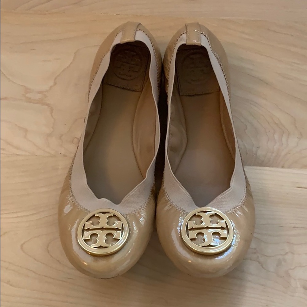 Tory Burch Patent Leather Ballet Flats - Tan 6.5